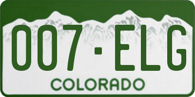 CO license plate 007ELG