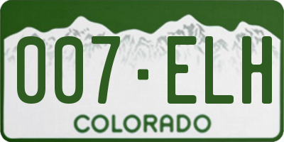 CO license plate 007ELH