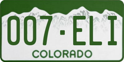 CO license plate 007ELI