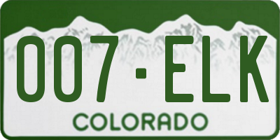 CO license plate 007ELK