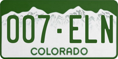 CO license plate 007ELN