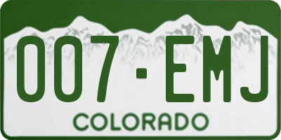CO license plate 007EMJ