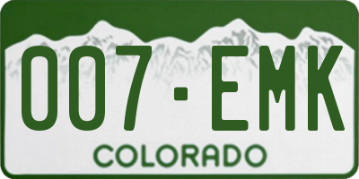 CO license plate 007EMK