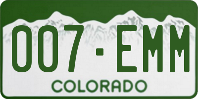 CO license plate 007EMM