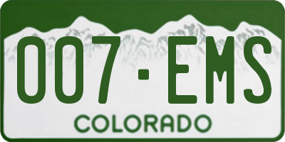 CO license plate 007EMS