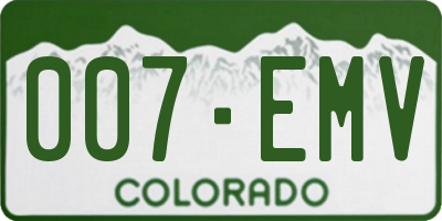CO license plate 007EMV