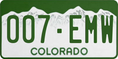 CO license plate 007EMW