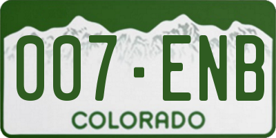 CO license plate 007ENB