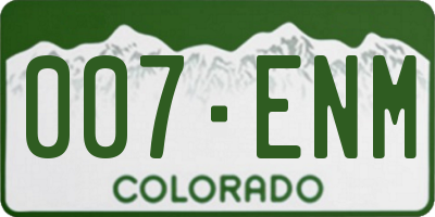 CO license plate 007ENM