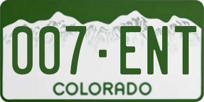 CO license plate 007ENT