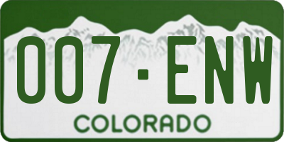 CO license plate 007ENW
