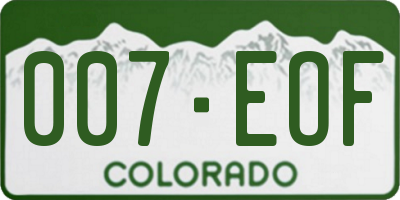 CO license plate 007EOF