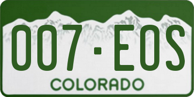 CO license plate 007EOS