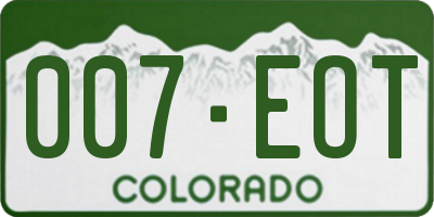 CO license plate 007EOT