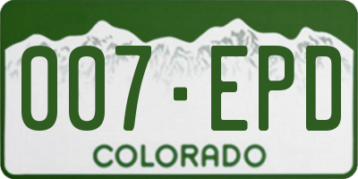 CO license plate 007EPD
