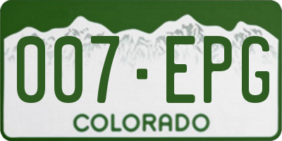 CO license plate 007EPG