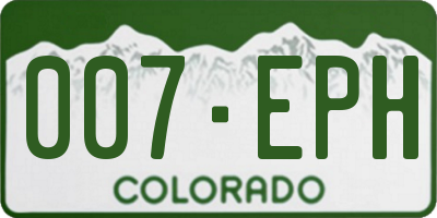 CO license plate 007EPH