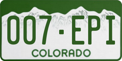 CO license plate 007EPI