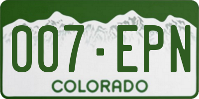 CO license plate 007EPN