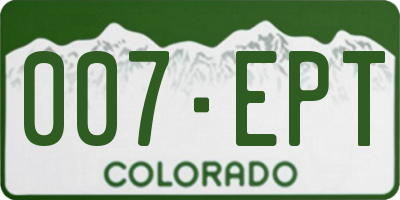 CO license plate 007EPT