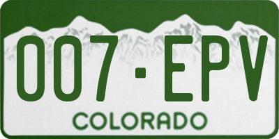 CO license plate 007EPV
