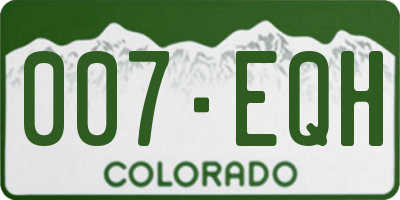 CO license plate 007EQH