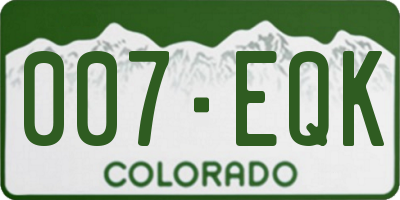 CO license plate 007EQK