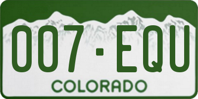 CO license plate 007EQU