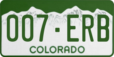 CO license plate 007ERB