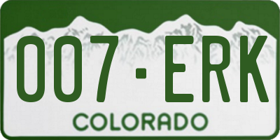 CO license plate 007ERK