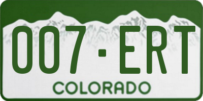 CO license plate 007ERT