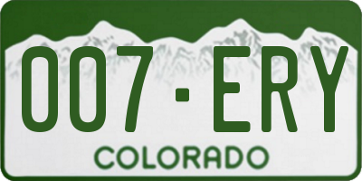 CO license plate 007ERY