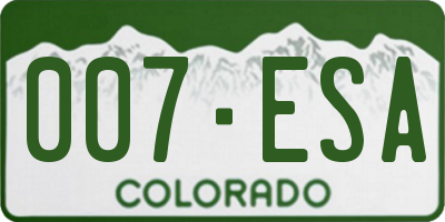 CO license plate 007ESA