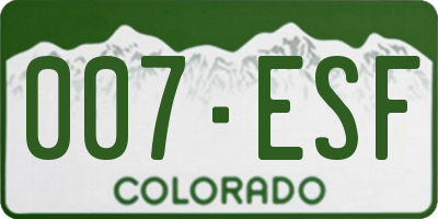 CO license plate 007ESF
