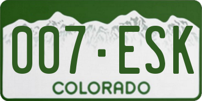 CO license plate 007ESK