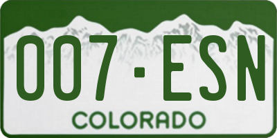 CO license plate 007ESN
