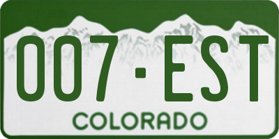 CO license plate 007EST