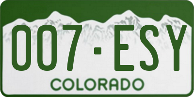 CO license plate 007ESY
