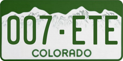 CO license plate 007ETE