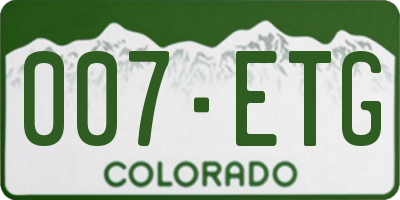 CO license plate 007ETG