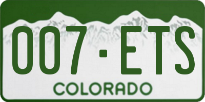 CO license plate 007ETS