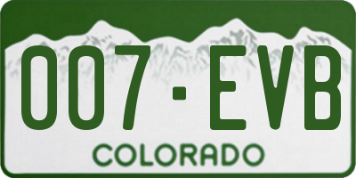 CO license plate 007EVB