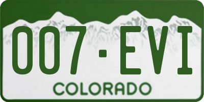 CO license plate 007EVI