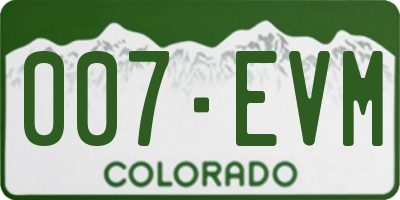 CO license plate 007EVM