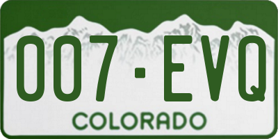 CO license plate 007EVQ