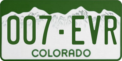 CO license plate 007EVR