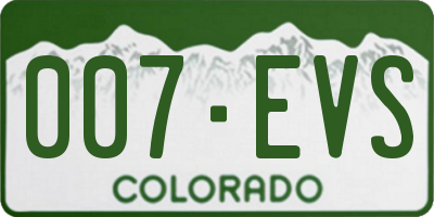 CO license plate 007EVS