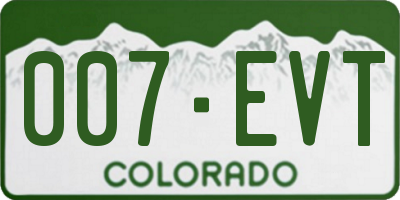 CO license plate 007EVT