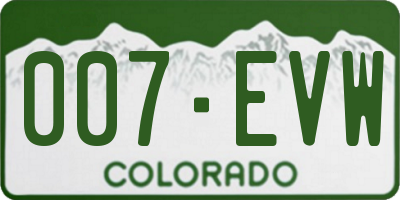 CO license plate 007EVW