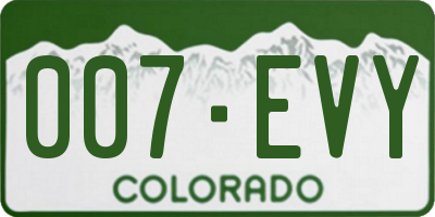 CO license plate 007EVY